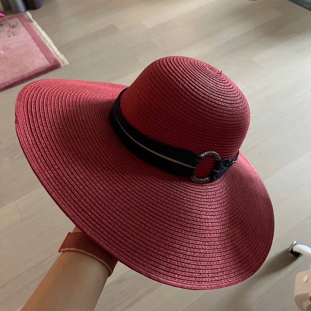Elegant Red Wide-Brimmed Hat